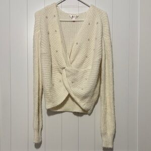 NWTs No Boundaries Cream Sweater with Pearl Accents